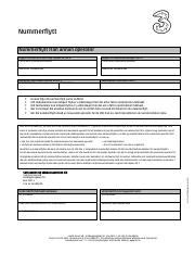 Nummerflytt tre blankett